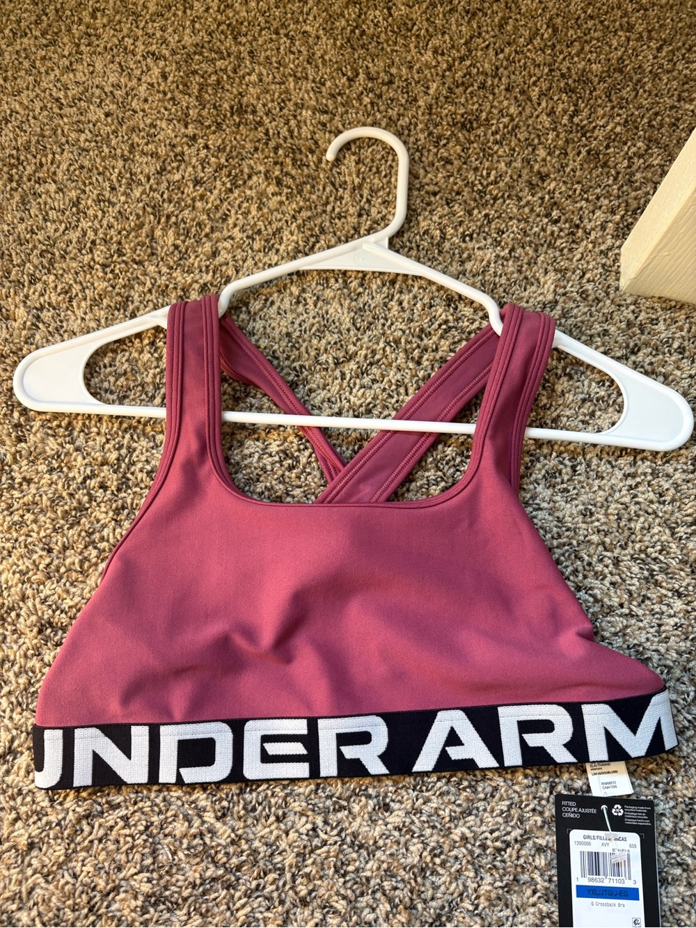 Under Armour Girl’s Dusty Rose Sports Bra - Crossback Support